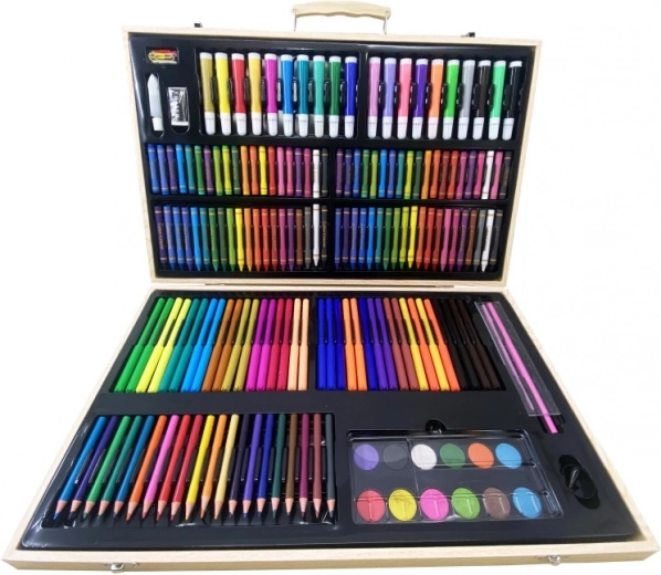 Servietă de pictură din lemn – set creativ de artă 180 piese