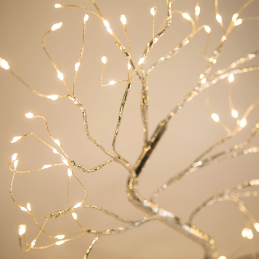 Decorațiune de masă LED în formă de copac, cu lumină albă caldă