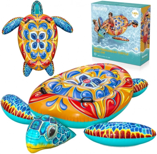 Țestoasă gonflabilă colorată cu mânere Bestway cu imprimeu Majolika 183x173 cm