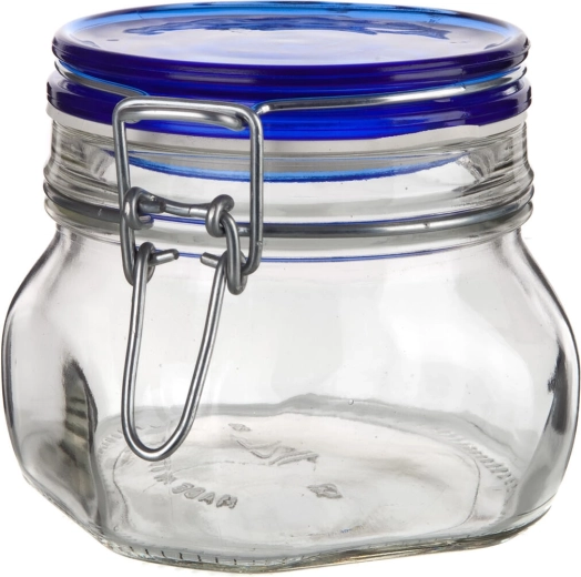 Borcan de sticlă ermetic 500 ml FIDO Blue cu închidere cu clemă