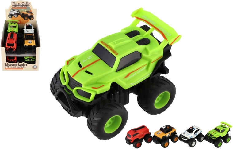 Mașini de teren cu mecanism cu volant – set 4 tipuri, 8 bucăți în cutie