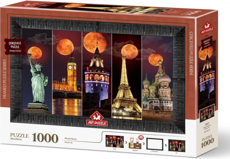 Puzzle cu ramă și lipici 3în1 Luna Sângerie 1000 piese
