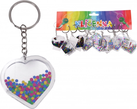 Breloc din acril cu sclipici – inimă