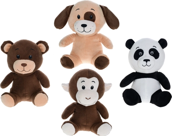 Animale de pluș 25 cm – urs șezând, panda, câine și maimuță