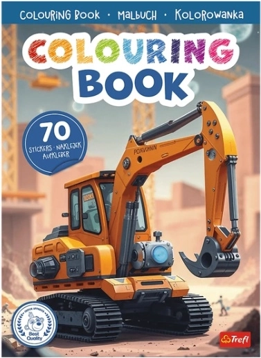 Carte de colorat cu utilaje de construcții cu autocolante