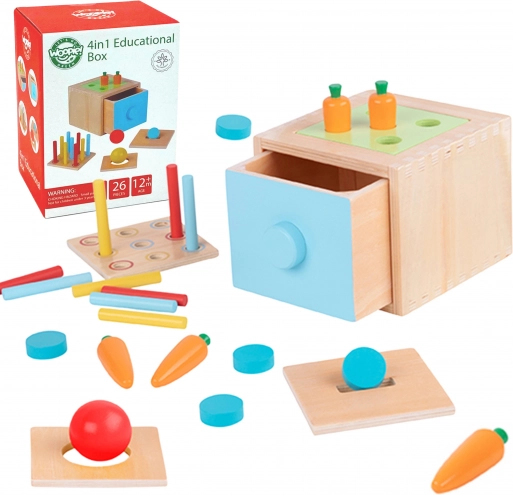 Jucărie educațională din lemn Woopie Green, tip sertar Montessori