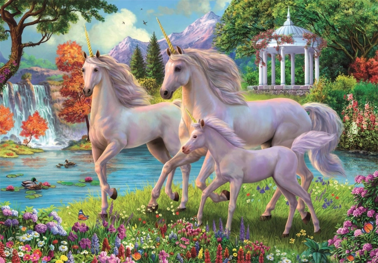Puzzle Unicorni la cascada 180 de piese
