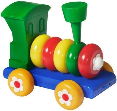 trenuleț din plastic colorat pentru copii cu inele