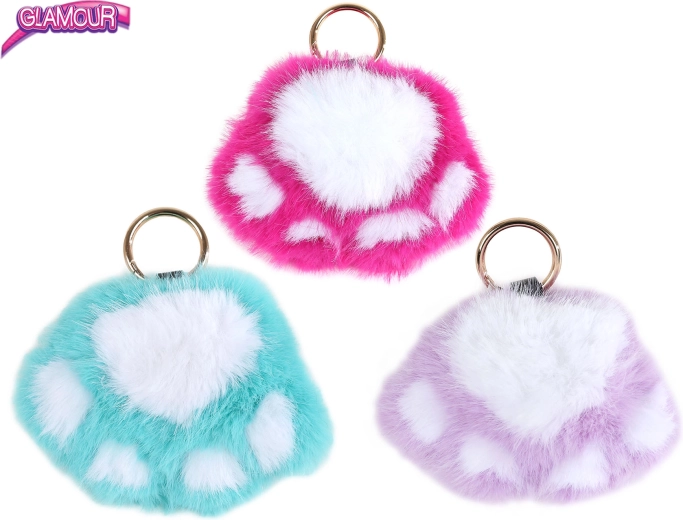 Glamour breloc din pluș pentru chei – lăbuță de pisică 9 cm