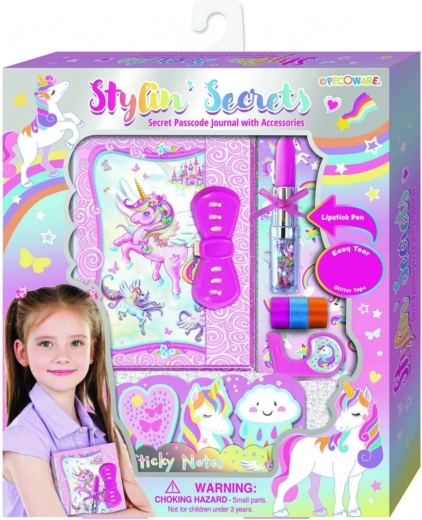 Jurnal cu lacăt și stilou Pecoware – unicorn