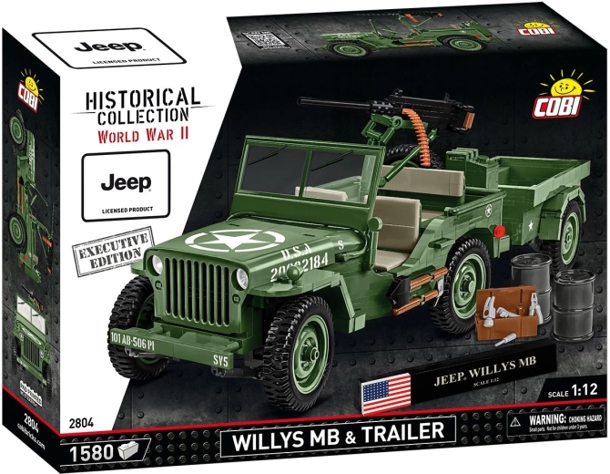 Cobi Jeep Willys MB cu remorcă 1:12 Executive Edition