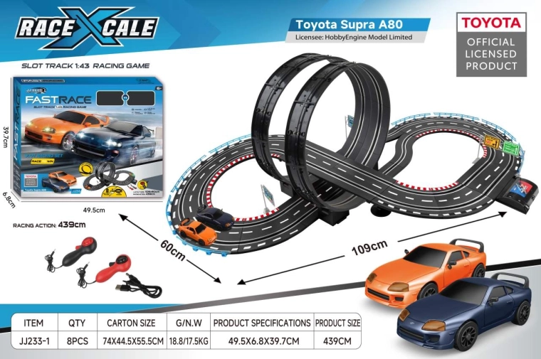 Pistă de curse cu telecomandă Toyota Supra 1:43, 109 × 60 cm