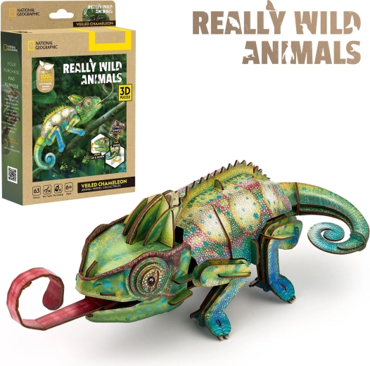 Puzzle 3D CubicFun National Geographic, cameleon, 63 de piese