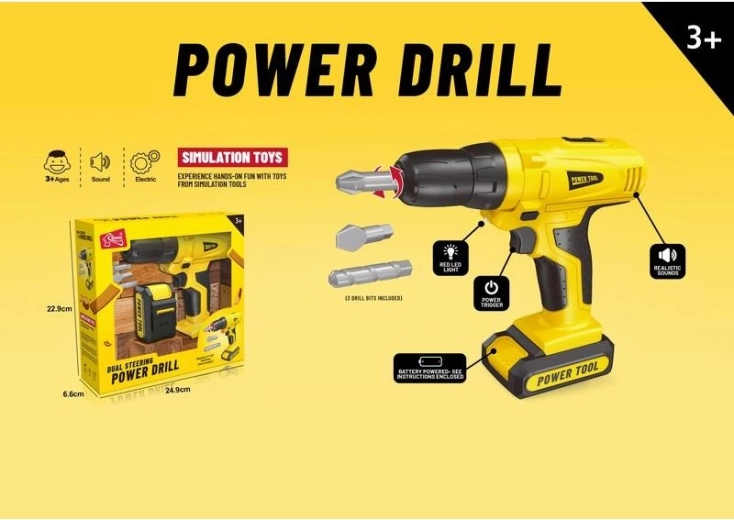 Power Tool – bormașină și șurubelniță pentru copii, de jucărie