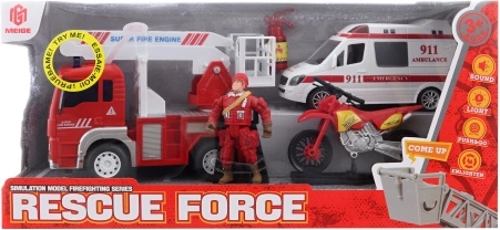Set de salvare de pompieri cu ambulanță, lumini și sunete