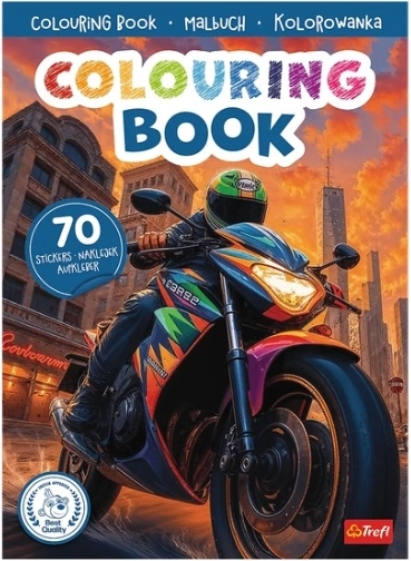 Carte de colorat Motocykle cu autocolante (poloneză)