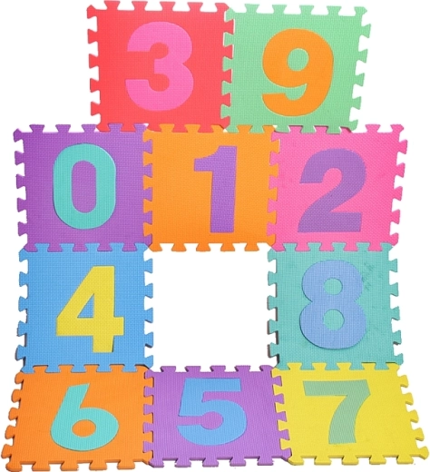 Puzzle de podea din spumă cu cifre, 10 piese, 29 × 29 cm