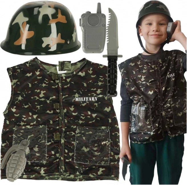 Costum militar pentru copii cu cască pentru copii 3-8 ani