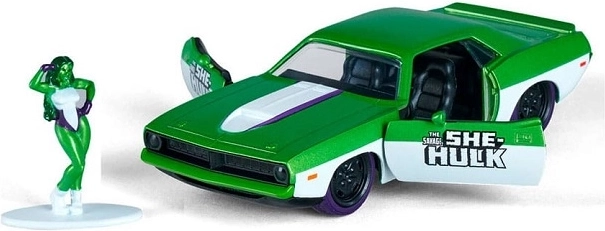 Jada She-Hulk Plymouth Barracuda 1973 1:32 cu figurină
