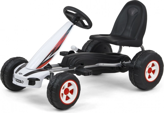 Kart cu pedale Viper – Alb‑negru