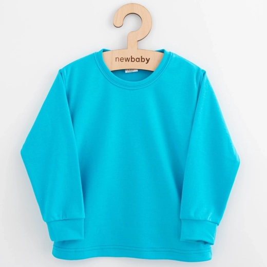 Tricou pentru copii din bumbac cu mânecă lungă New Baby Kindergarten turcoaz 116