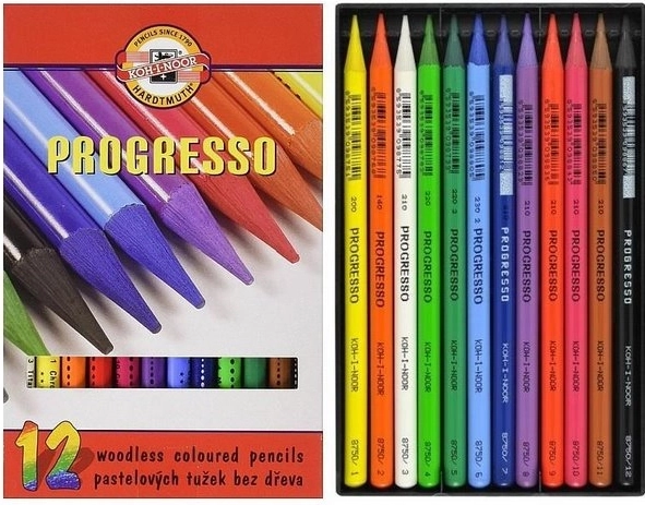 Creioane fără lemn Progresso Aquarell 12 buc KOH‑I‑NOOR