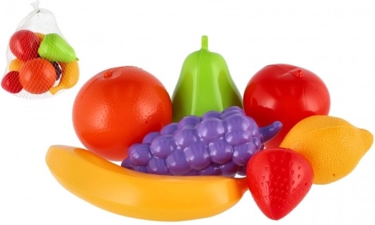 Fructe din plastic pentru bucătăria copiilor în plasă (7 buc)