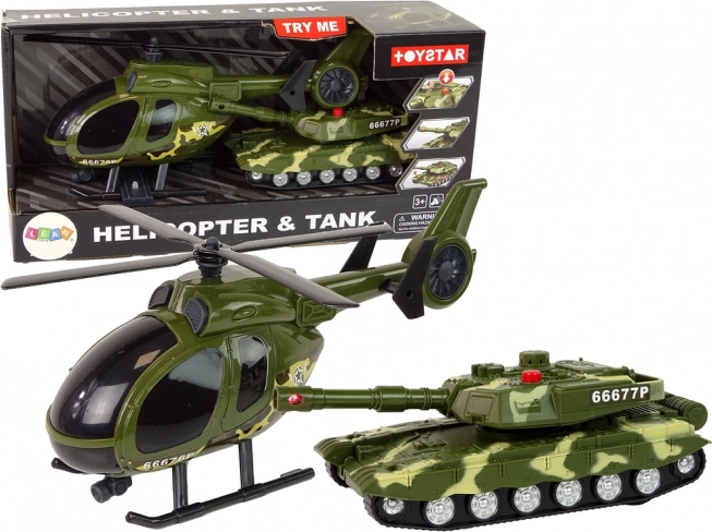 Set militar – tanc cu mecanism inerţial şi elicopter