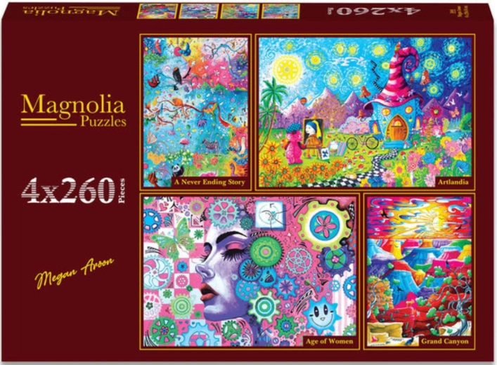 Puzzle Magnolia „Poveste nesfârșită” – Lumea artei, Puterea femeilor și Grand Canyon (4x260 piese)