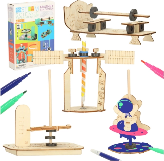 Set educațional pentru experimente științifice DIY 4 în 1 – magnetism, mecanică și gravitație