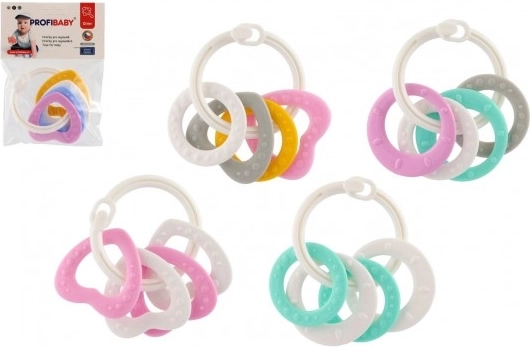 Set de jucării de masticație cu inele din plastic colorate