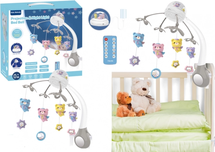 Carusel cu proiector și telecomandă, culoare gri