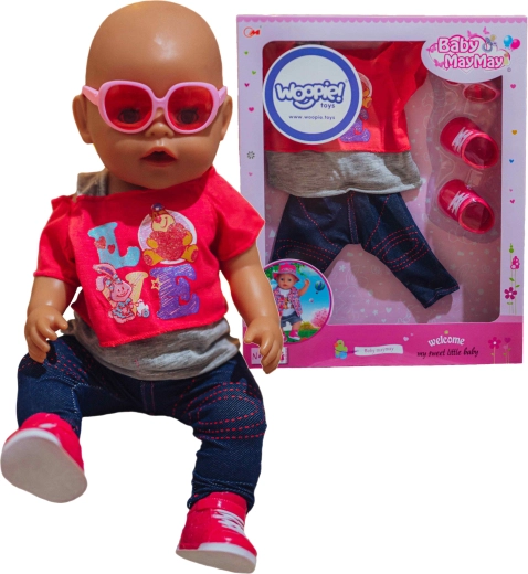 Haine de modă pentru păpuși LOVE ochelari și pantofiori 43-46 cm