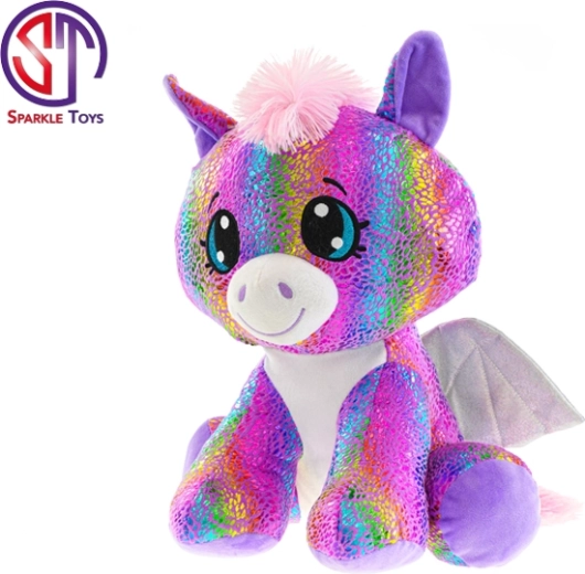 Pegas de pluș Star Sparkle 24 cm – prieten curcubeu așezat