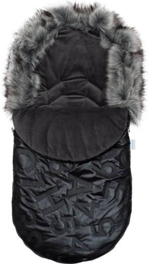 New Baby sac de iarnă luxos pentru bebeluși cu blăniță, negru