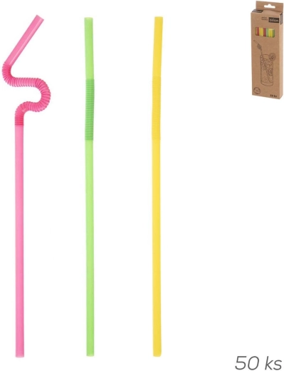 Pai reutilizabile din plastic 24 cm cu articulație lungă flexibilă, mix de culori, 50 buc