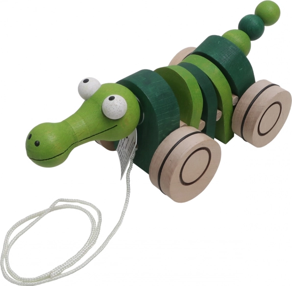 Jucărie de tras din lemn Crocodil