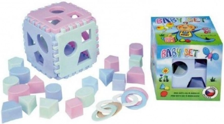 Set pentru copii cu cub de sortare și inele zornăitoare