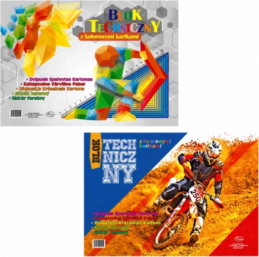 Bloc tehnic color Protos A3, 8 file, 120 g/m²