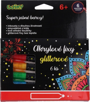 Set de Markere Acrilici cu Sclipici 6 Piese