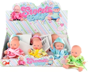 Păpușă bebeluș în halat cu glugă 11 cm