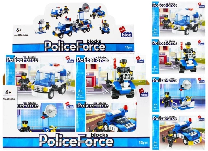 Set de construcție vehicul de poliție cu figură – 4 variante