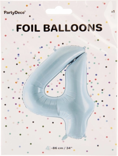 Balon din folie numărul 4 albastru, 86 cm