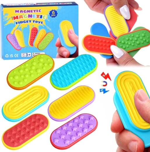 Jucării fidget senzoriale magnetice glisante – set de 6 buc.