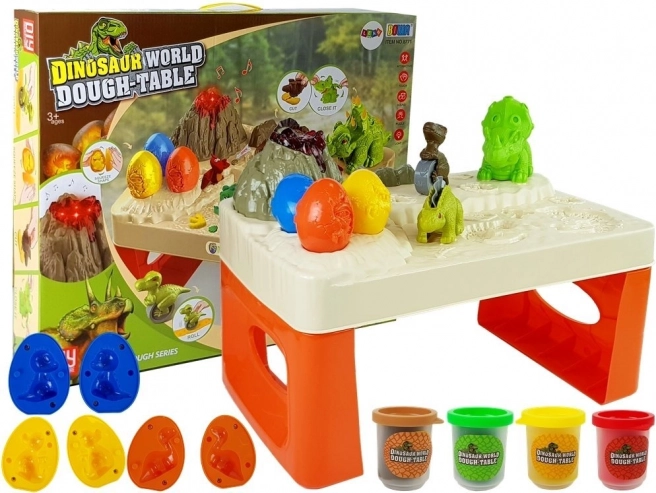 Masa de joacă cu dinozauri cu plastilină și lavă luminoasă