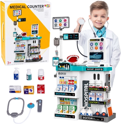 Măsuță medicală pentru copii cu accesorii (61 piese), lumini și sunete