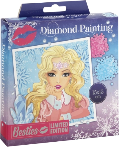 Set de pictură cu diamante cu ramă Besties 15×15 cm