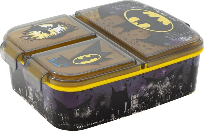 Cutie prânz pentru copii Batman negru-galben cu 3 compartimente