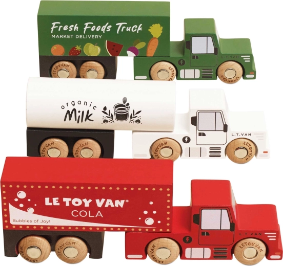 Le Toy Van set din lemn cu camioane