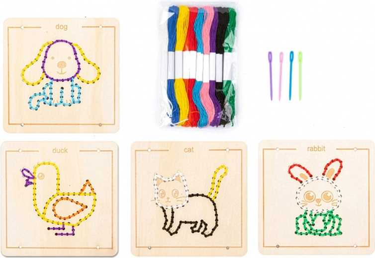 Broderie din lemn cu animăluțe - 4 buc.